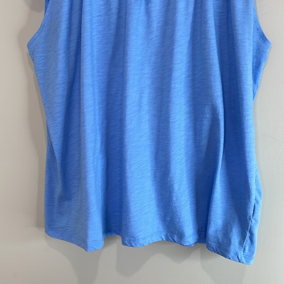 My Style Flutter Short Sleeve Crochet Neck Top Blue Ladder Lace 1X - Picture 4 of 10